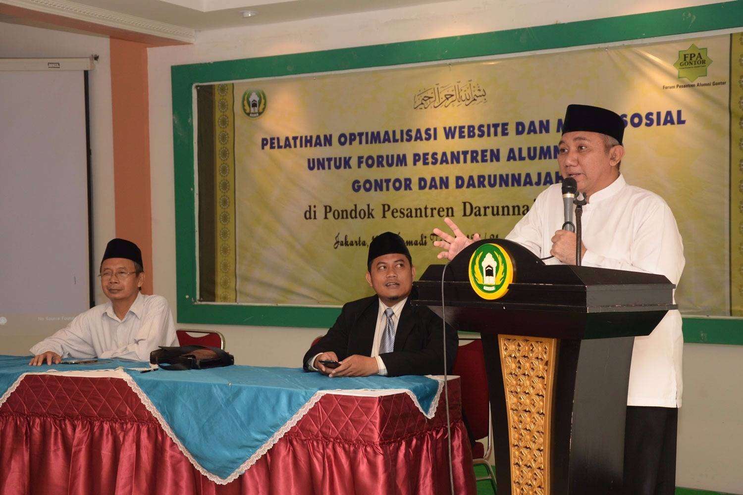 Sambutan Pimpinan di acaraPelatihan Website Pesantren Alumni Gontor dan Darunnajah