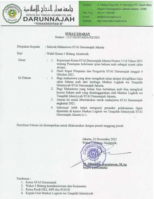 Lulus Ujian Bahasa Arab Salah Satu Sebagai Syarat Ujian Skripsi