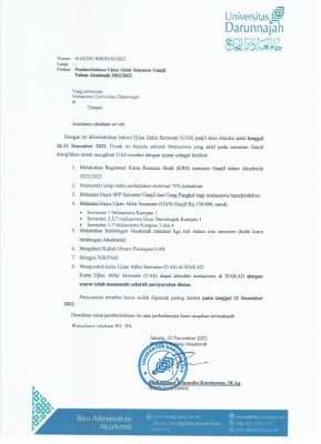 SURAT EDARAN UAS GANJIL MAHASISWA UNIVERSITAS DARUNNAJAH SURAT EDARAN UAS GANJIL MAHASISWA UNIVERSITAS DARUNNAJAH