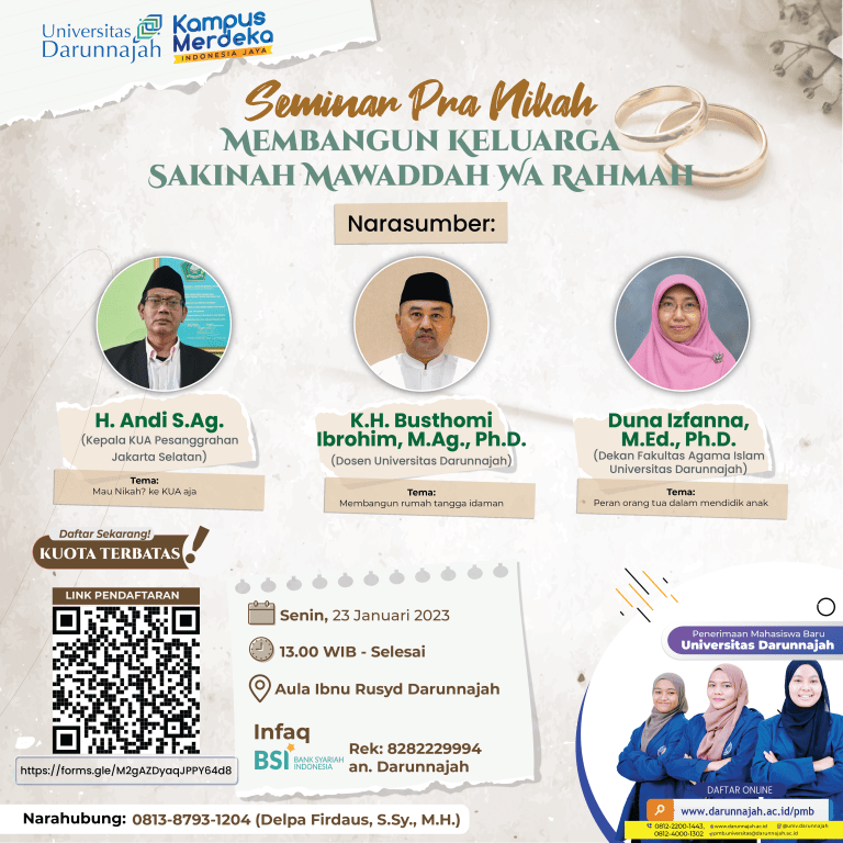 Prodi Hukum Keluarga Islam (HKI) Universitas Darunnajah adakan Seminar Pra Nikah "Membangun Keluarga Sakinah Mawaddah wa Rahmah”