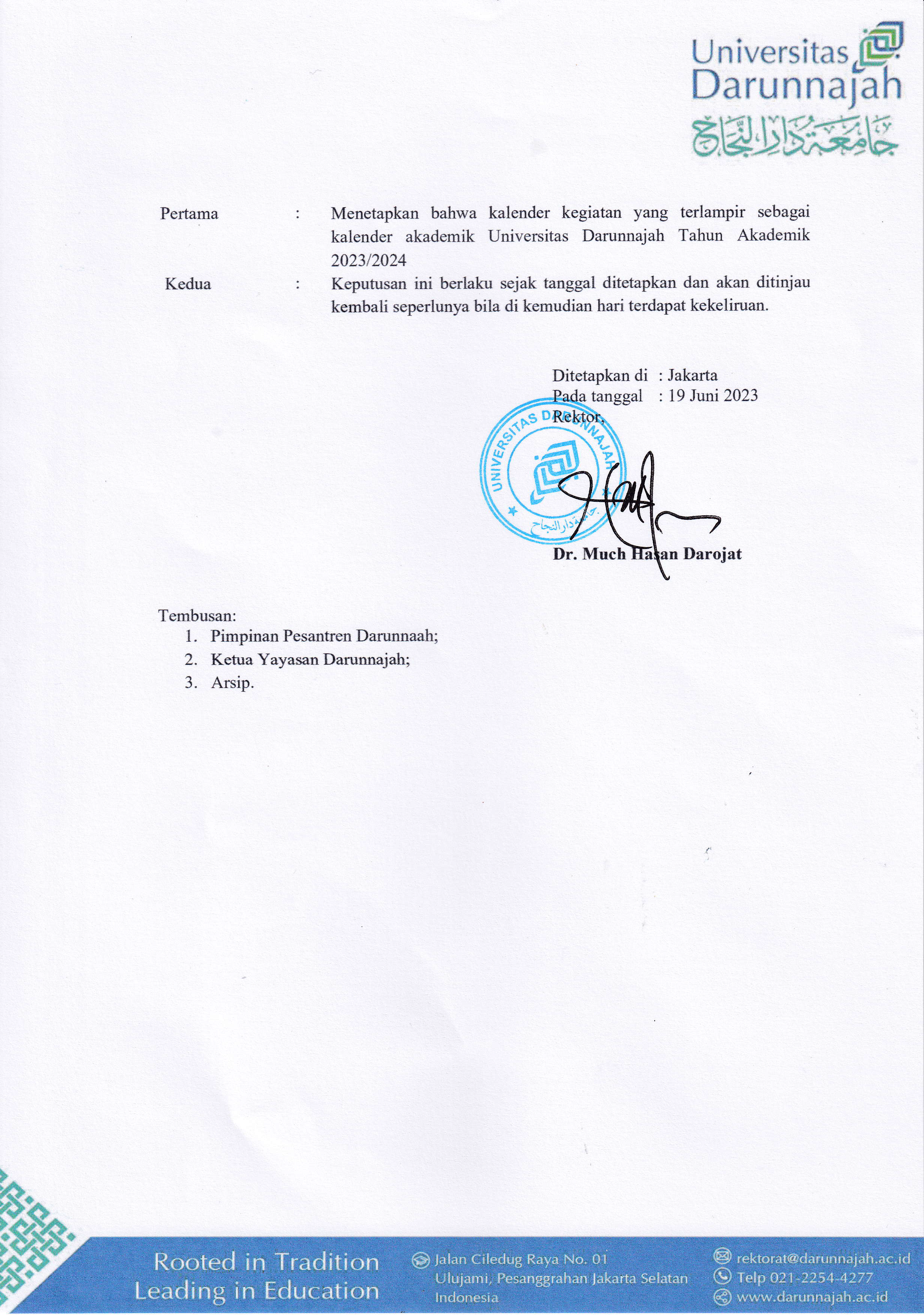 Kalender Akademik Universitas Darunnajah 2023/2024
