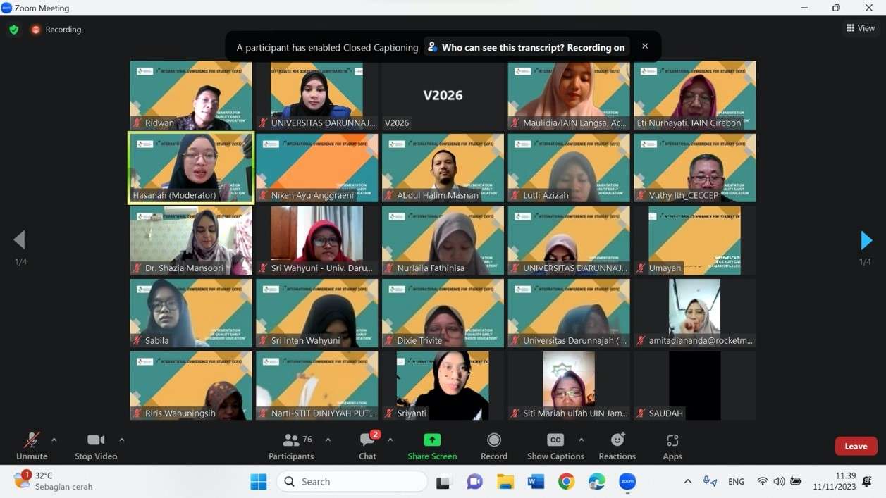 Mahasiswa Prodi PIAUD UDN Menjadi Presenter di ICFS 1 Mahasiswa Prodi PIAUD UDN Menjadi Presenter di ICFS