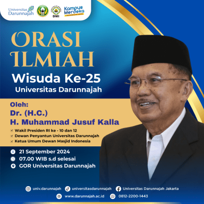 Orasi Ilmiah Jusuf Kalla Akan Warnai Wisuda ke-25 Universitas Darunnajah Orasi Ilmiah Jusuf Kalla Akan Warnai Wisuda ke-25 Universitas Darunnajah