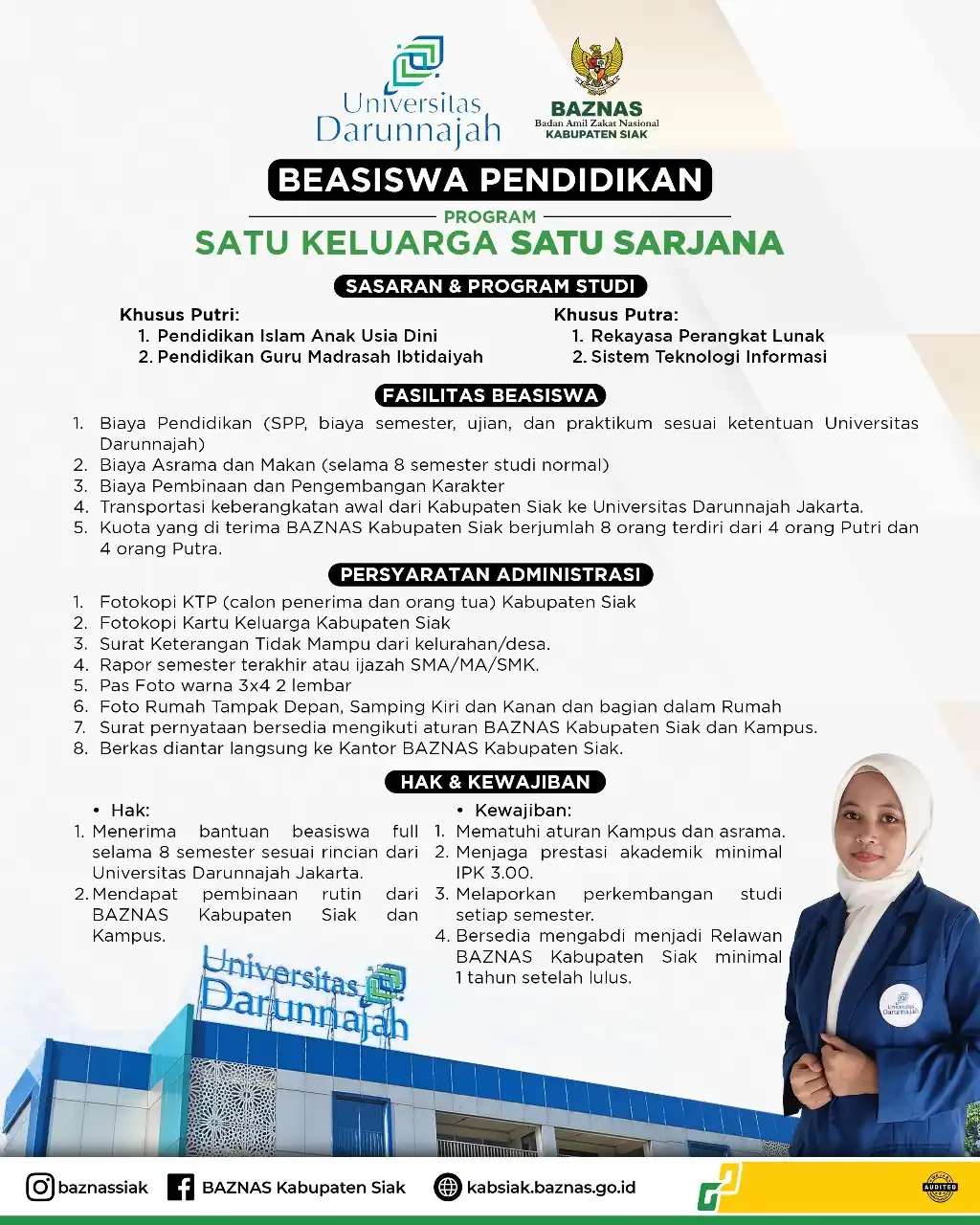 BAZNAS Siak dan Universitas Darunnajah Luncurkan Beasiswa “Satu Keluarga Satu Sarjana”